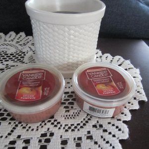 Yankee Candle Scenterpiece Meltcup Wax Warmer with 2 Meltcups--Used 2ce--EUC